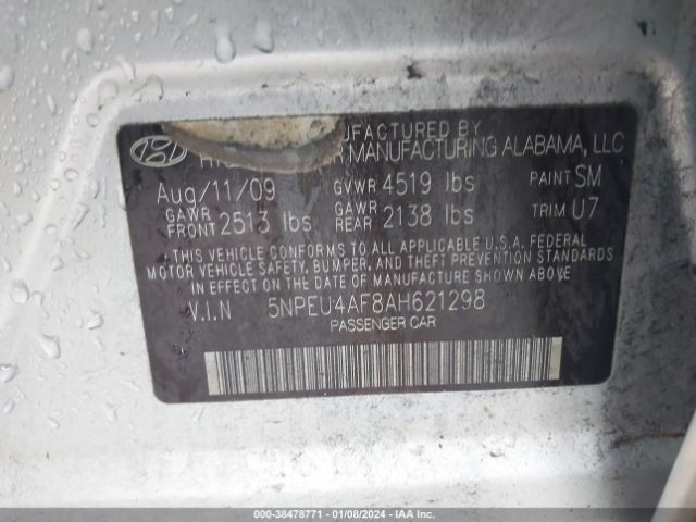 Photo 8 VIN: 5NPEU4AF8AH621298 - HYUNDAI SONATA 