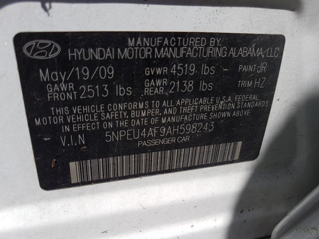 Photo 9 VIN: 5NPEU4AF9AH598243 - HYUNDAI SONATA SE 