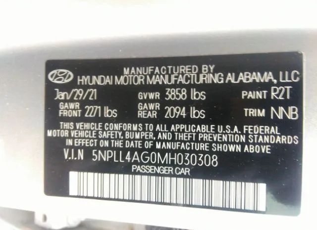 Photo 8 VIN: 5NPLL4AG0MH030308 - HYUNDAI ELANTRA 