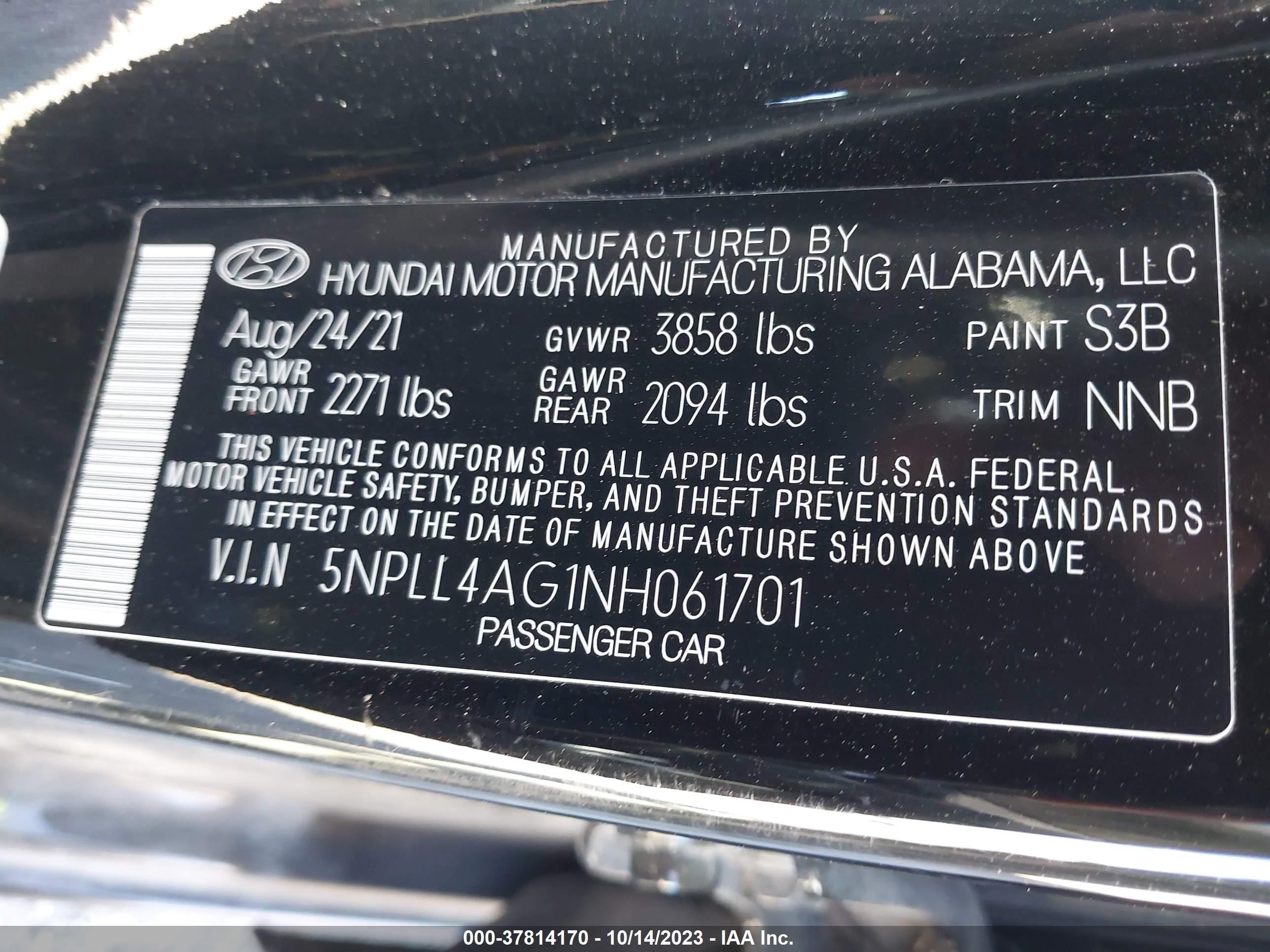 Photo 8 VIN: 5NPLL4AG1NH061701 - HYUNDAI ELANTRA 