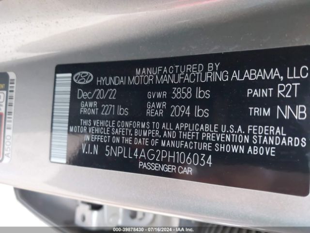 Photo 8 VIN: 5NPLL4AG2PH106034 - HYUNDAI ELANTRA 