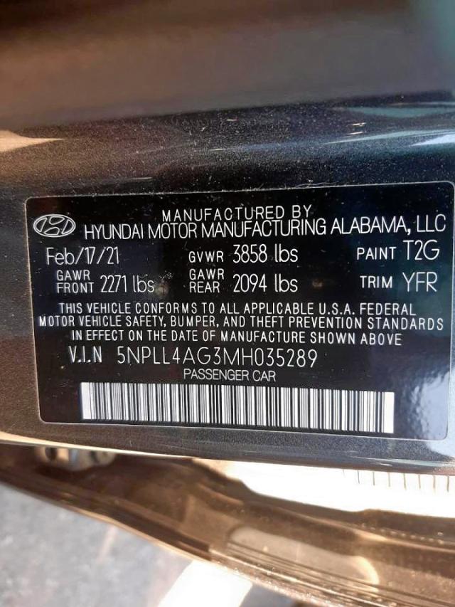 Photo 9 VIN: 5NPLL4AG3MH035289 - HYUNDAI ELANTRA SE 