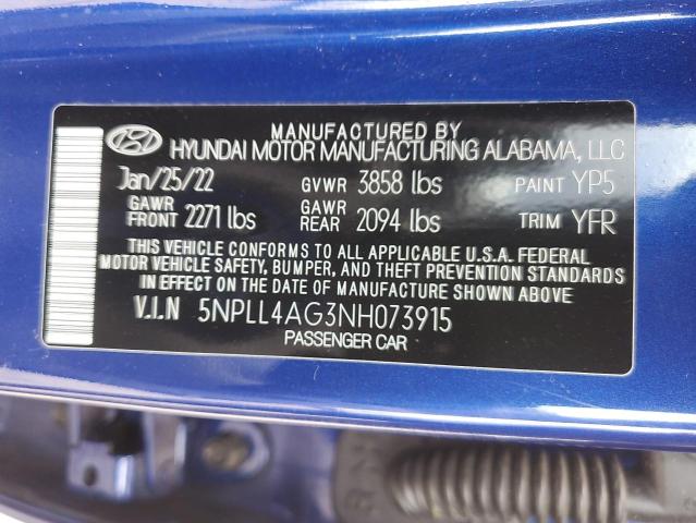 Photo 11 VIN: 5NPLL4AG3NH073915 - HYUNDAI ELANTRA 