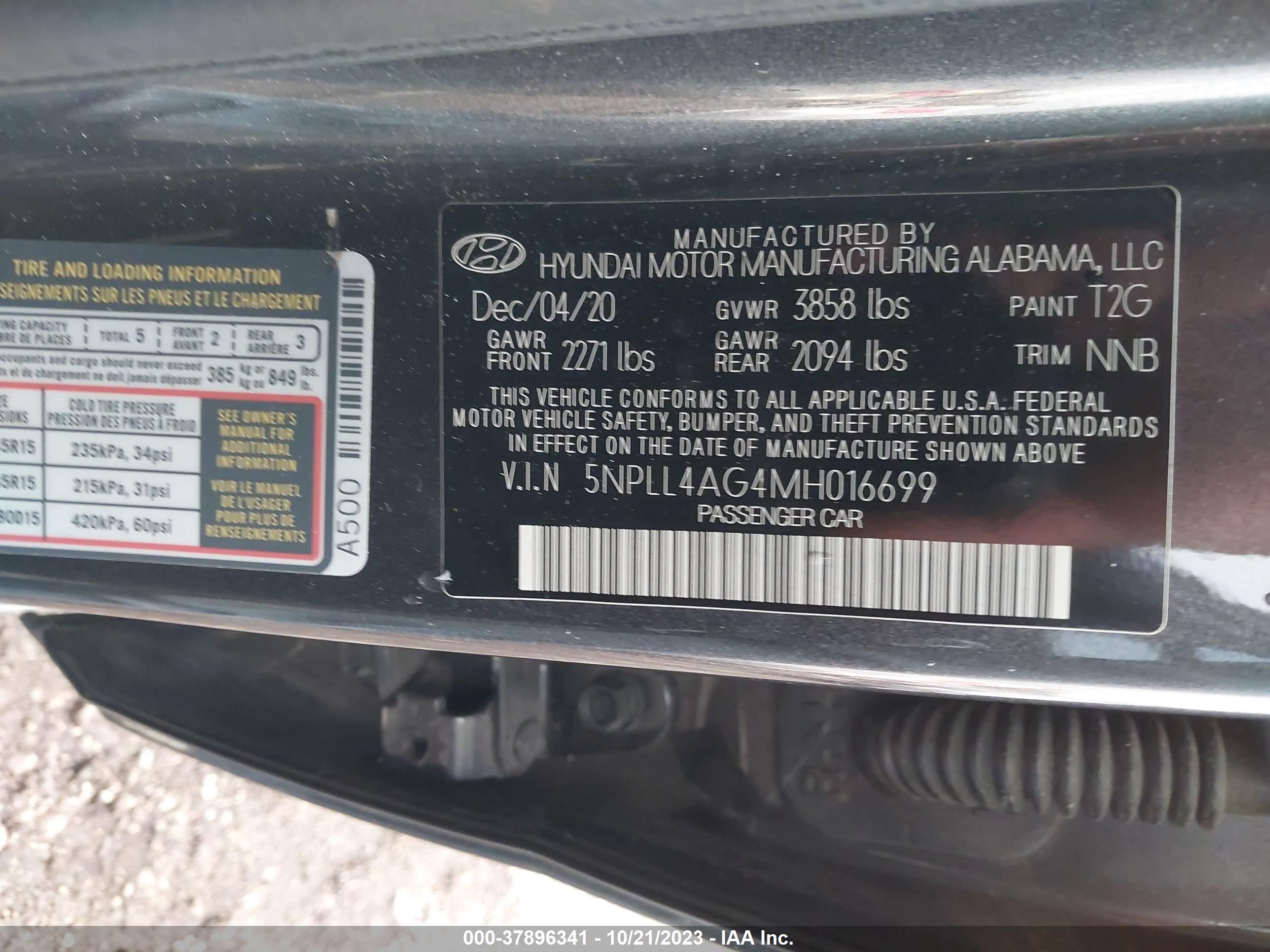 Photo 8 VIN: 5NPLL4AG4MH016699 - HYUNDAI ELANTRA 