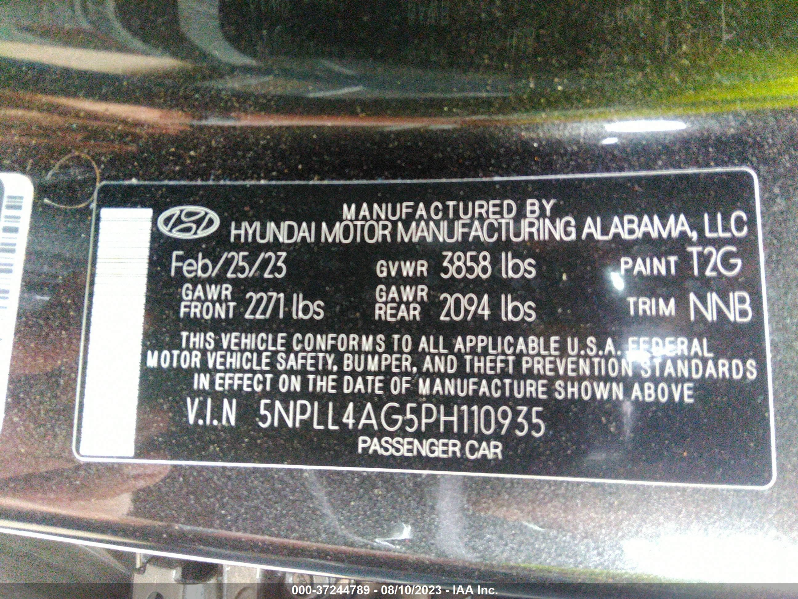 Photo 8 VIN: 5NPLL4AG5PH110935 - HYUNDAI ELANTRA 