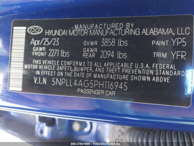 Photo 8 VIN: 5NPLL4AG5PH116945 - HYUNDAI ELANTRA 