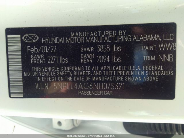 Photo 8 VIN: 5NPLL4AG6NH075321 - HYUNDAI ELANTRA 