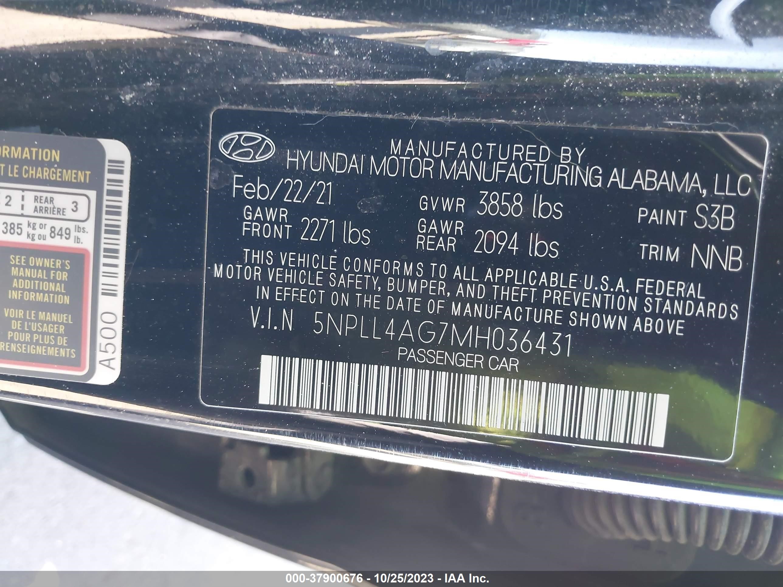 Photo 8 VIN: 5NPLL4AG7MH036431 - HYUNDAI ELANTRA 