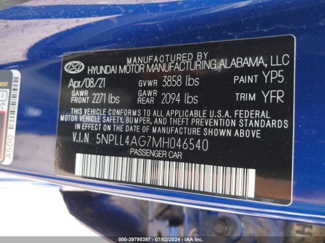 Photo 8 VIN: 5NPLL4AG7MH046540 - HYUNDAI ELANTRA 