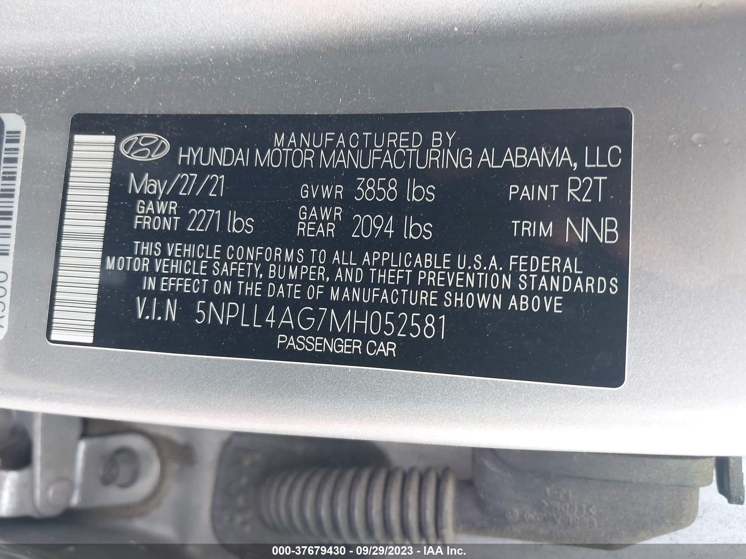 Photo 8 VIN: 5NPLL4AG7MH052581 - HYUNDAI ELANTRA 