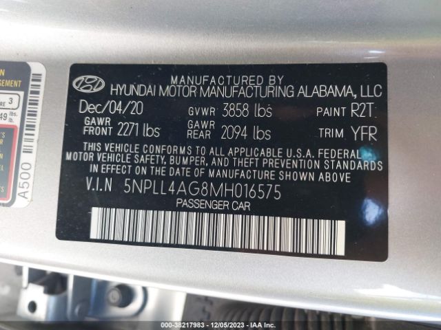 Photo 8 VIN: 5NPLL4AG8MH016575 - HYUNDAI ELANTRA 