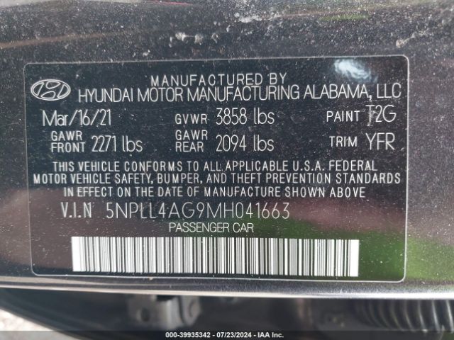 Photo 8 VIN: 5NPLL4AG9MH041663 - HYUNDAI ELANTRA 