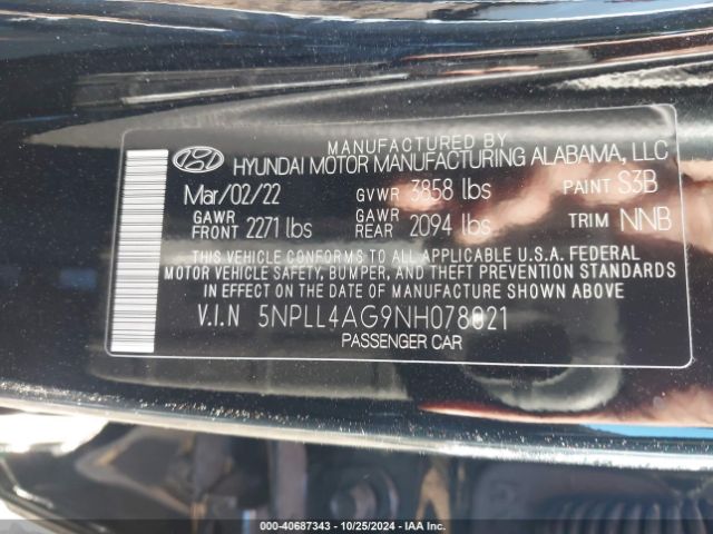 Photo 8 VIN: 5NPLL4AG9NH078021 - HYUNDAI ELANTRA 