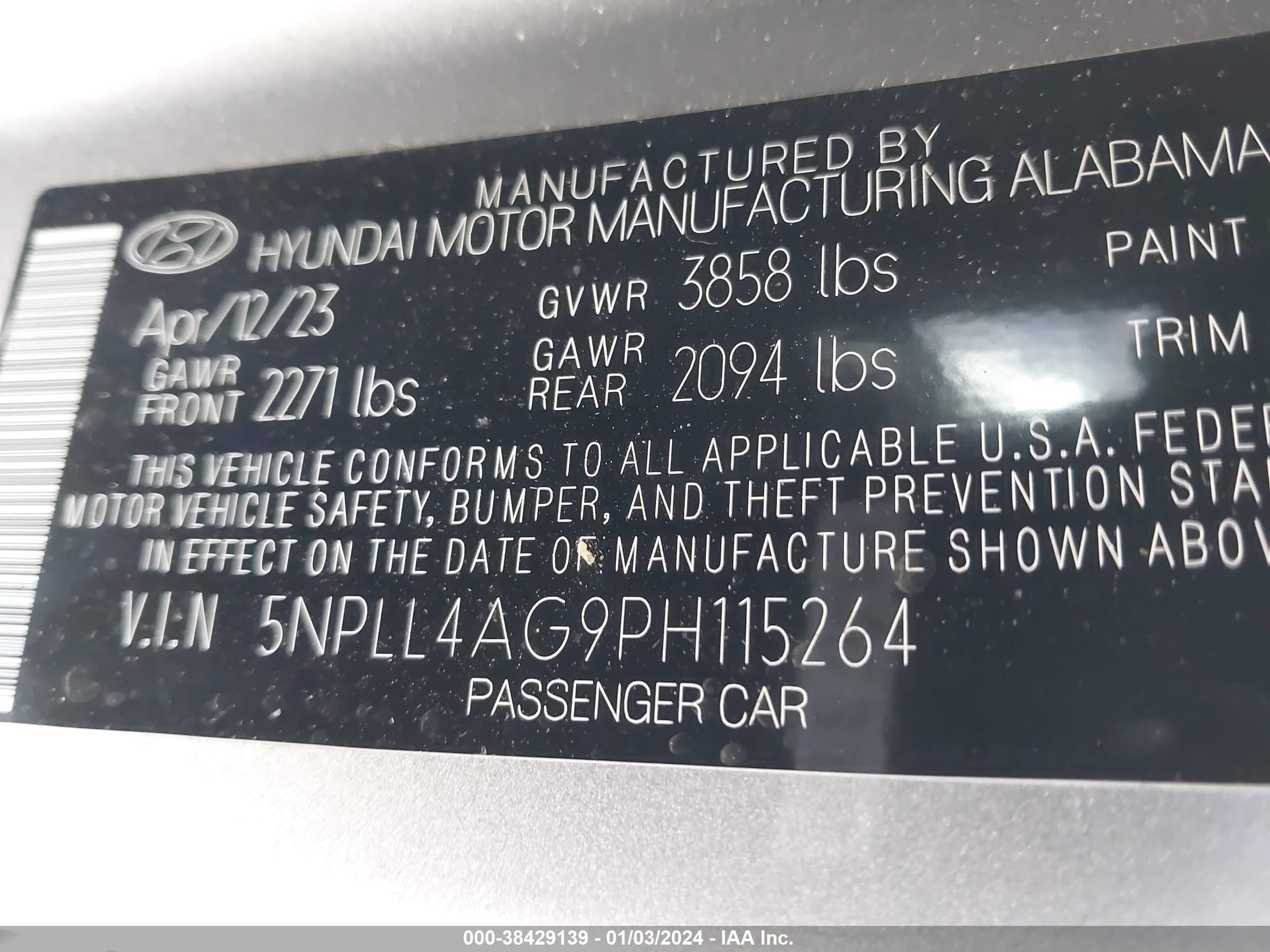 Photo 8 VIN: 5NPLL4AG9PH115264 - HYUNDAI ELANTRA 