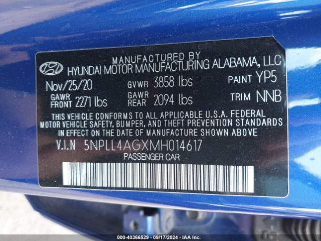 Photo 8 VIN: 5NPLL4AGXMH014617 - HYUNDAI ELANTRA 