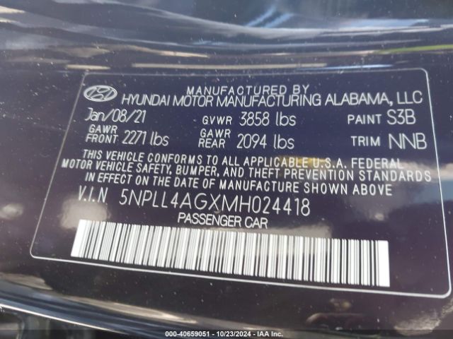 Photo 8 VIN: 5NPLL4AGXMH024418 - HYUNDAI ELANTRA 