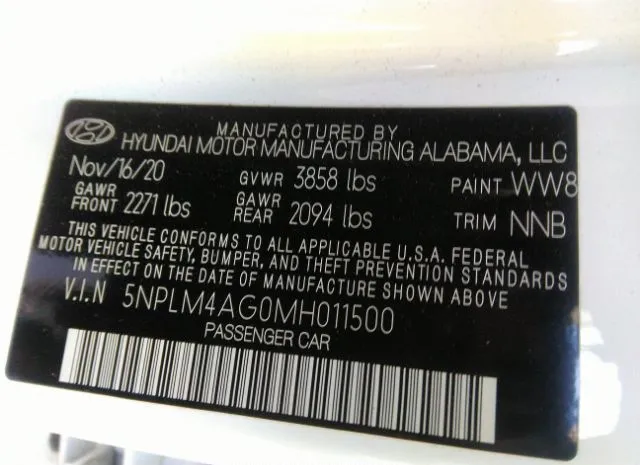 Photo 8 VIN: 5NPLM4AG0MH011500 - HYUNDAI ELANTRA 