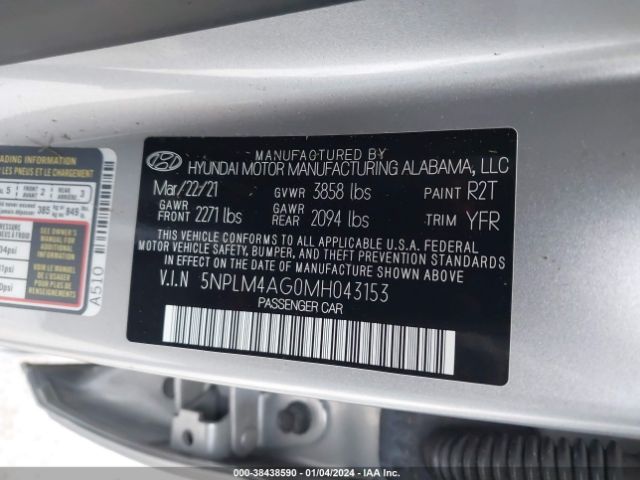 Photo 8 VIN: 5NPLM4AG0MH043153 - HYUNDAI ELANTRA 