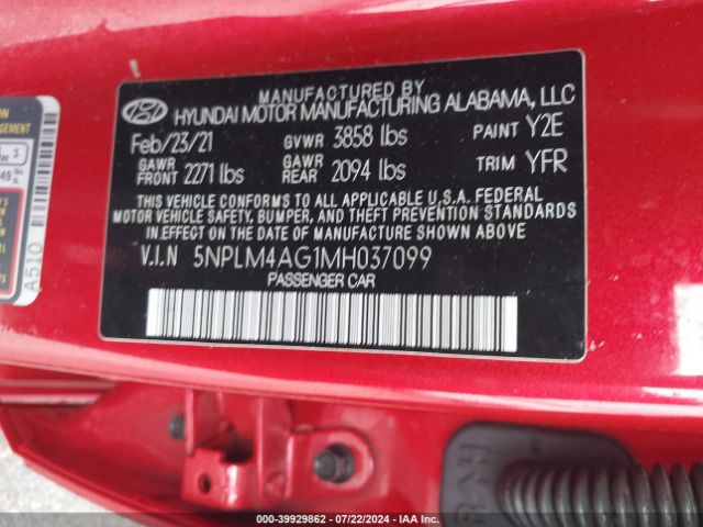 Photo 8 VIN: 5NPLM4AG1MH037099 - HYUNDAI ELANTRA 