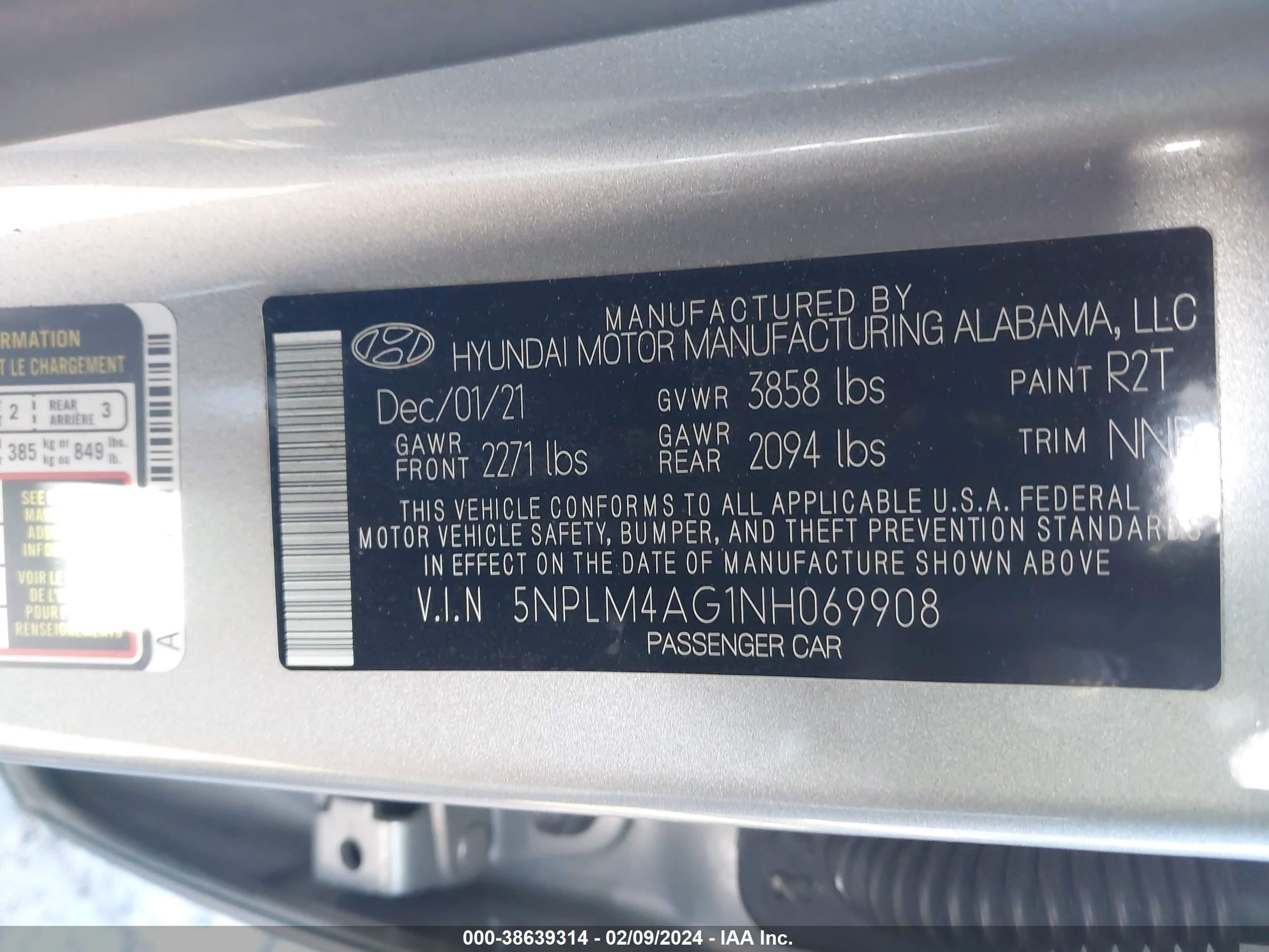 Photo 8 VIN: 5NPLM4AG1NH069908 - HYUNDAI ELANTRA 