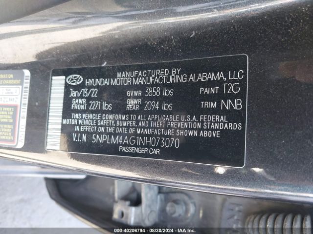 Photo 8 VIN: 5NPLM4AG1NH073070 - HYUNDAI ELANTRA 