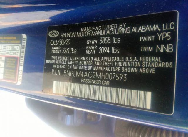 Photo 8 VIN: 5NPLM4AG2MH007593 - HYUNDAI ELANTRA 