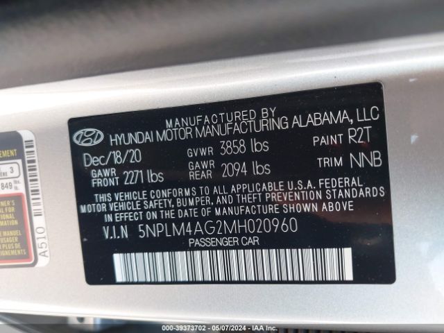 Photo 8 VIN: 5NPLM4AG2MH020960 - HYUNDAI ELANTRA 