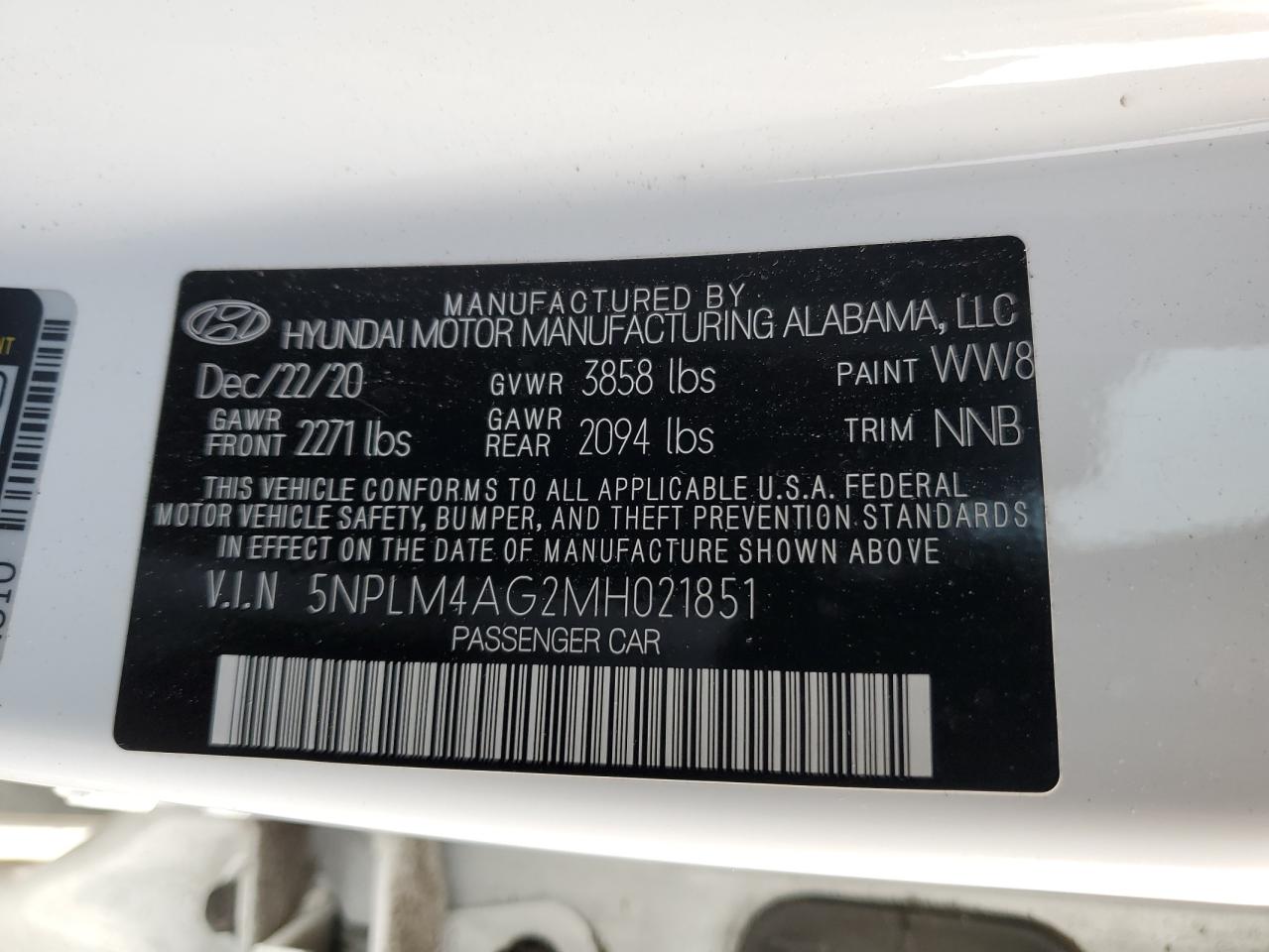 Photo 12 VIN: 5NPLM4AG2MH021851 - HYUNDAI ELANTRA 