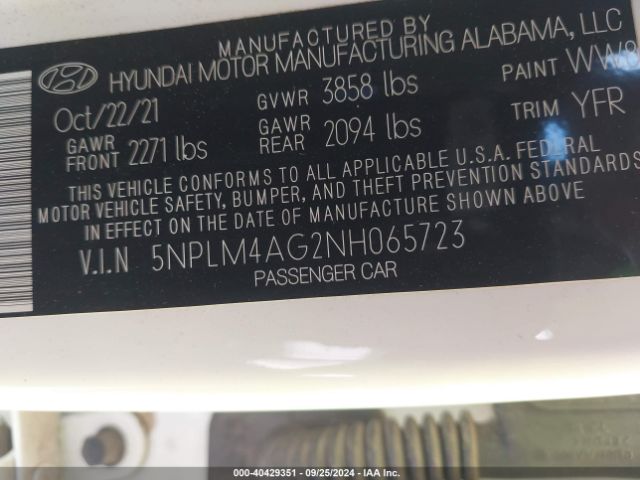 Photo 8 VIN: 5NPLM4AG2NH065723 - HYUNDAI ELANTRA 