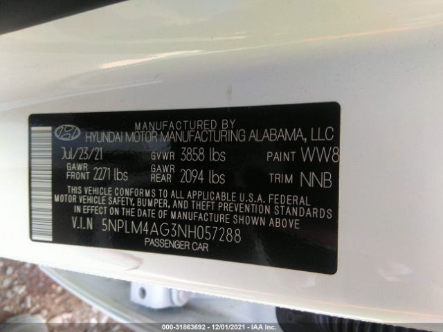 Photo 8 VIN: 5NPLM4AG3NH057288 - HYUNDAI ELANTRA 