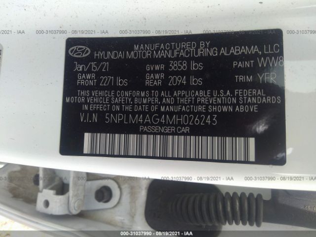 Photo 8 VIN: 5NPLM4AG4MH026243 - HYUNDAI ELANTRA 