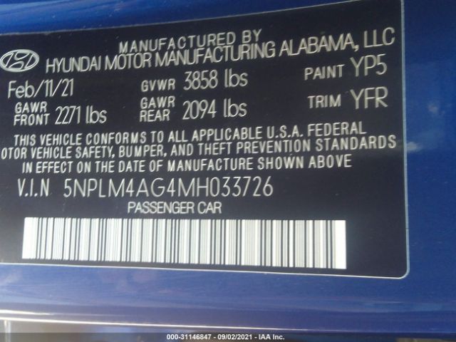 Photo 8 VIN: 5NPLM4AG4MH033726 - HYUNDAI ELANTRA 