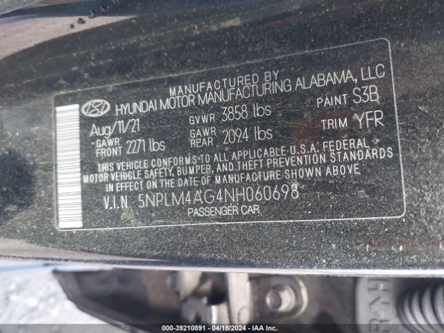 Photo 8 VIN: 5NPLM4AG4NH060698 - HYUNDAI ELANTRA 