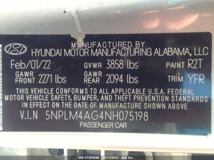 Photo 8 VIN: 5NPLM4AG4NH075198 - HYUNDAI ELANTRA 