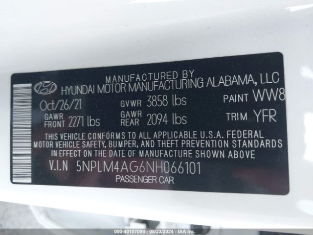 Photo 8 VIN: 5NPLM4AG6NH066101 - HYUNDAI ELANTRA 