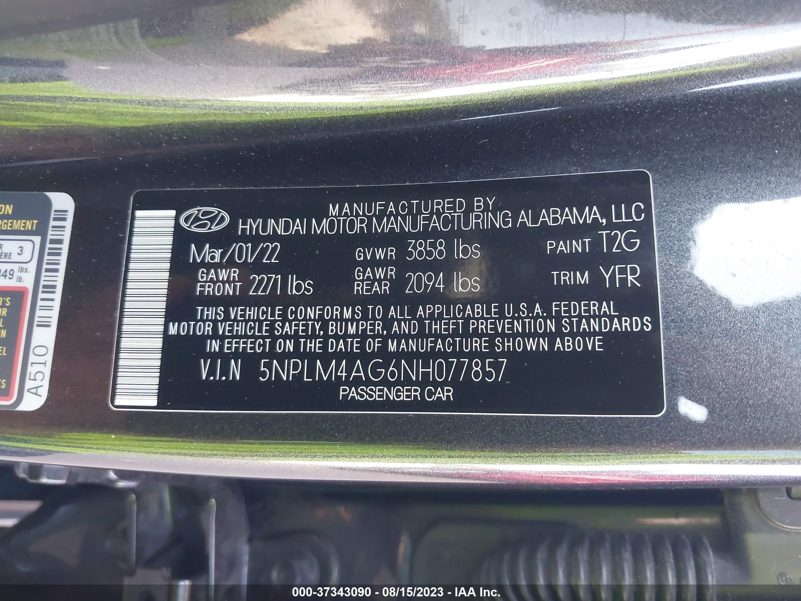 Photo 8 VIN: 5NPLM4AG6NH077857 - HYUNDAI ELANTRA 