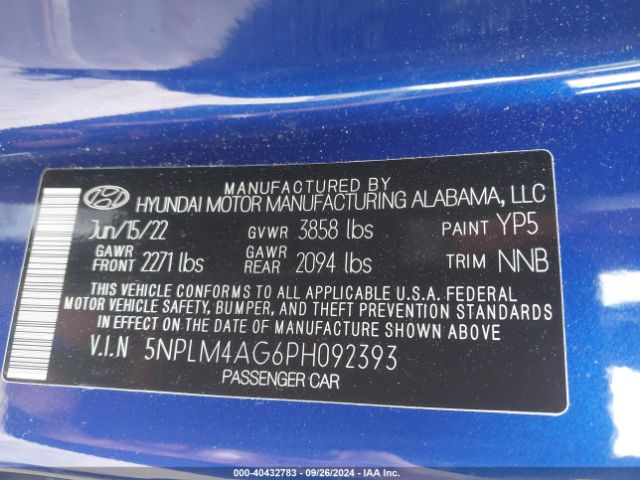 Photo 8 VIN: 5NPLM4AG6PH092393 - HYUNDAI ELANTRA 