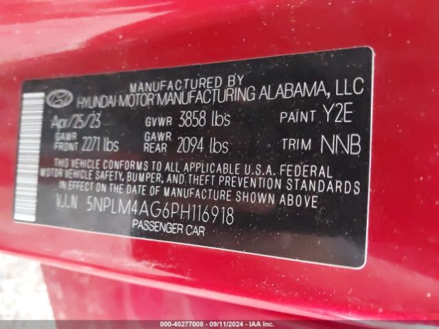 Photo 8 VIN: 5NPLM4AG6PH116918 - HYUNDAI ELANTRA 