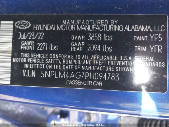 Photo 8 VIN: 5NPLM4AG7PH094783 - HYUNDAI ELANTRA 