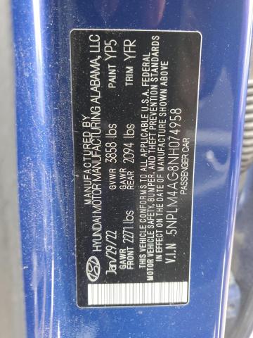 Photo 12 VIN: 5NPLM4AG8NH074958 - HYUNDAI ELANTRA 