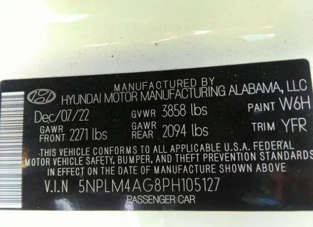 Photo 8 VIN: 5NPLM4AG8PH105127 - HYUNDAI ELANTRA 