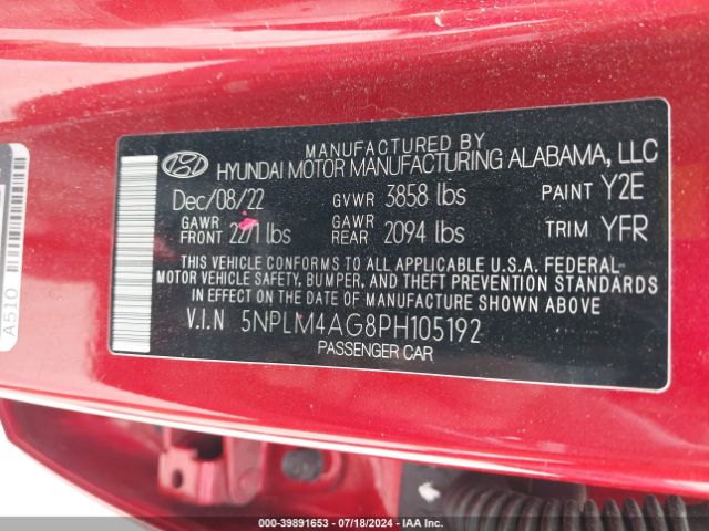 Photo 8 VIN: 5NPLM4AG8PH105192 - HYUNDAI ELANTRA 