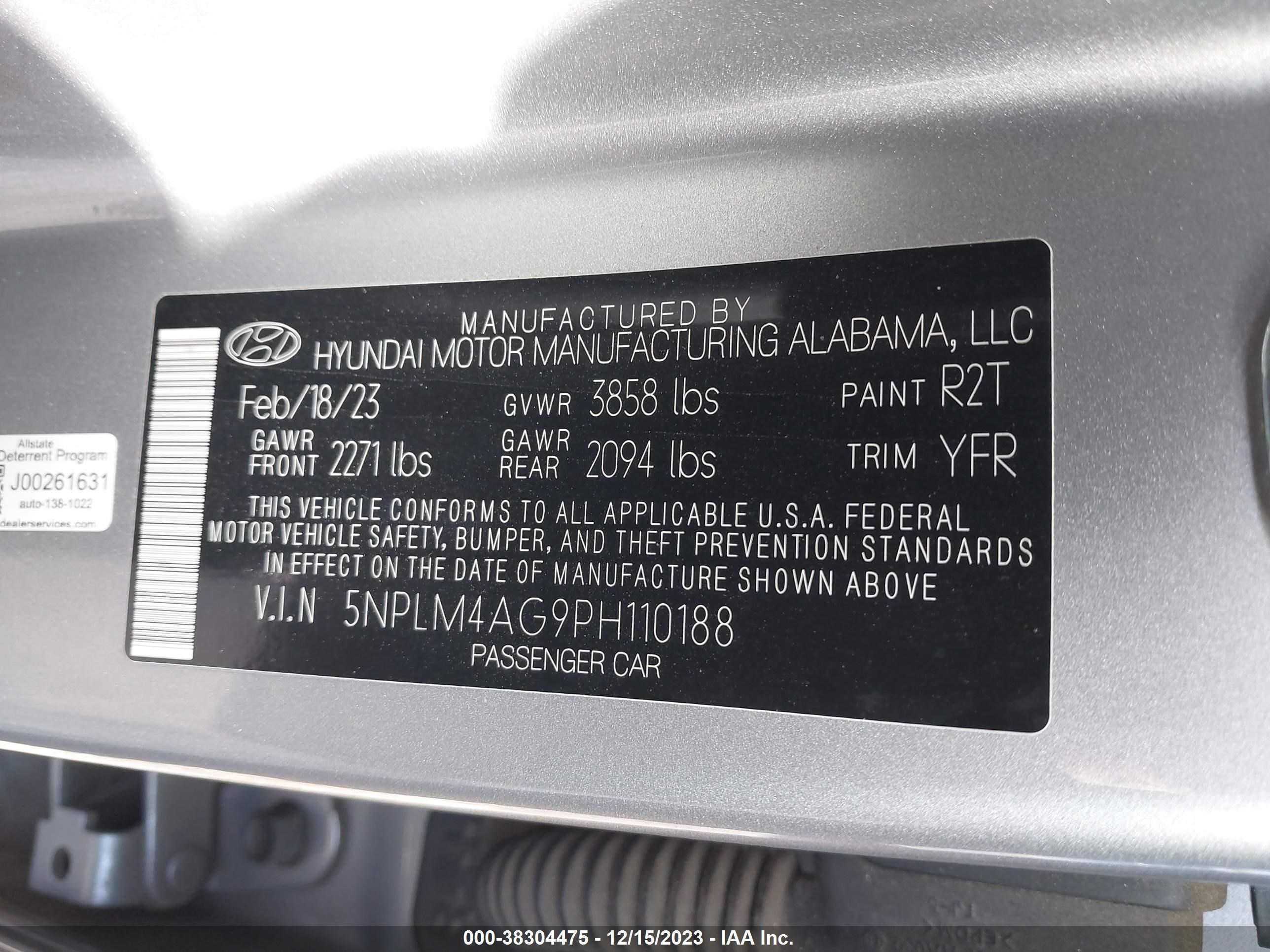 Photo 8 VIN: 5NPLM4AG9PH110188 - HYUNDAI ELANTRA 