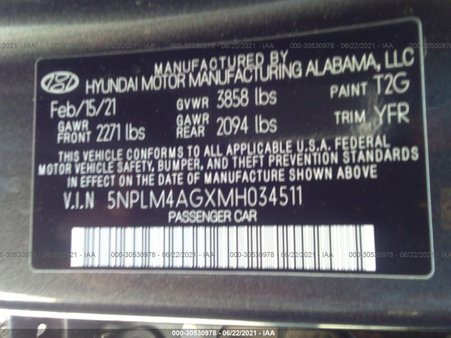 Photo 8 VIN: 5NPLM4AGXMH034511 - HYUNDAI ELANTRA 