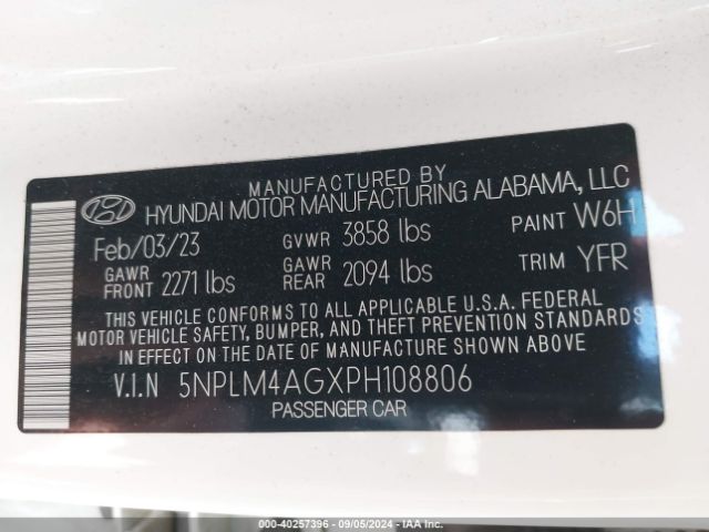 Photo 8 VIN: 5NPLM4AGXPH108806 - HYUNDAI ELANTRA 