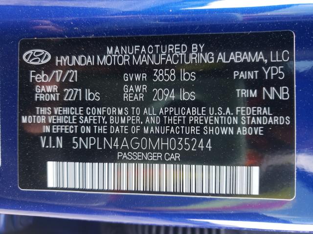 Photo 9 VIN: 5NPLN4AG0MH035244 - HYUNDAI ELANTRA SE 