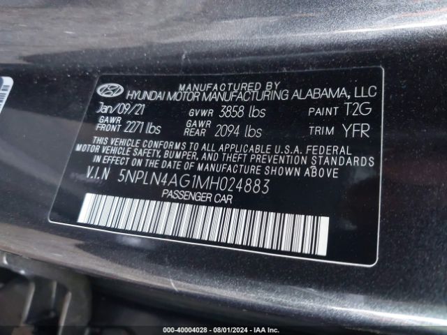 Photo 8 VIN: 5NPLN4AG1MH024883 - HYUNDAI ELANTRA 