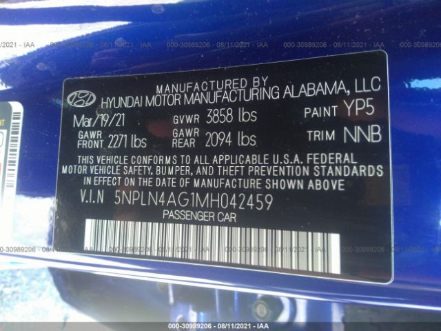 Photo 8 VIN: 5NPLN4AG1MH042459 - HYUNDAI ELANTRA 