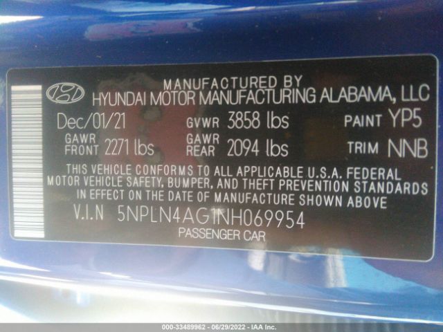 Photo 8 VIN: 5NPLN4AG1NH069954 - HYUNDAI ELANTRA 