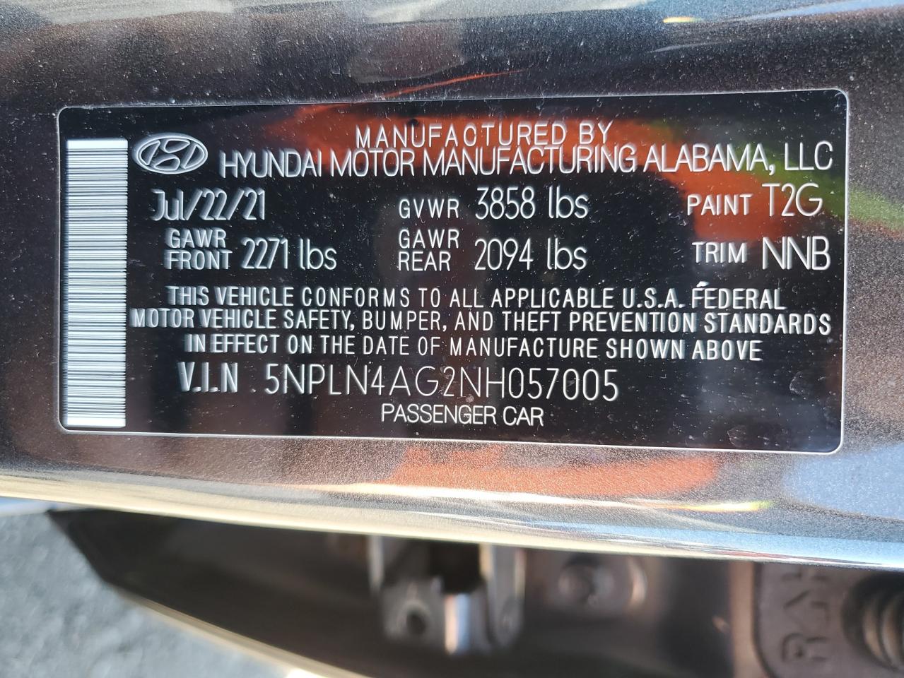 Photo 11 VIN: 5NPLN4AG2NH057005 - HYUNDAI ELANTRA 